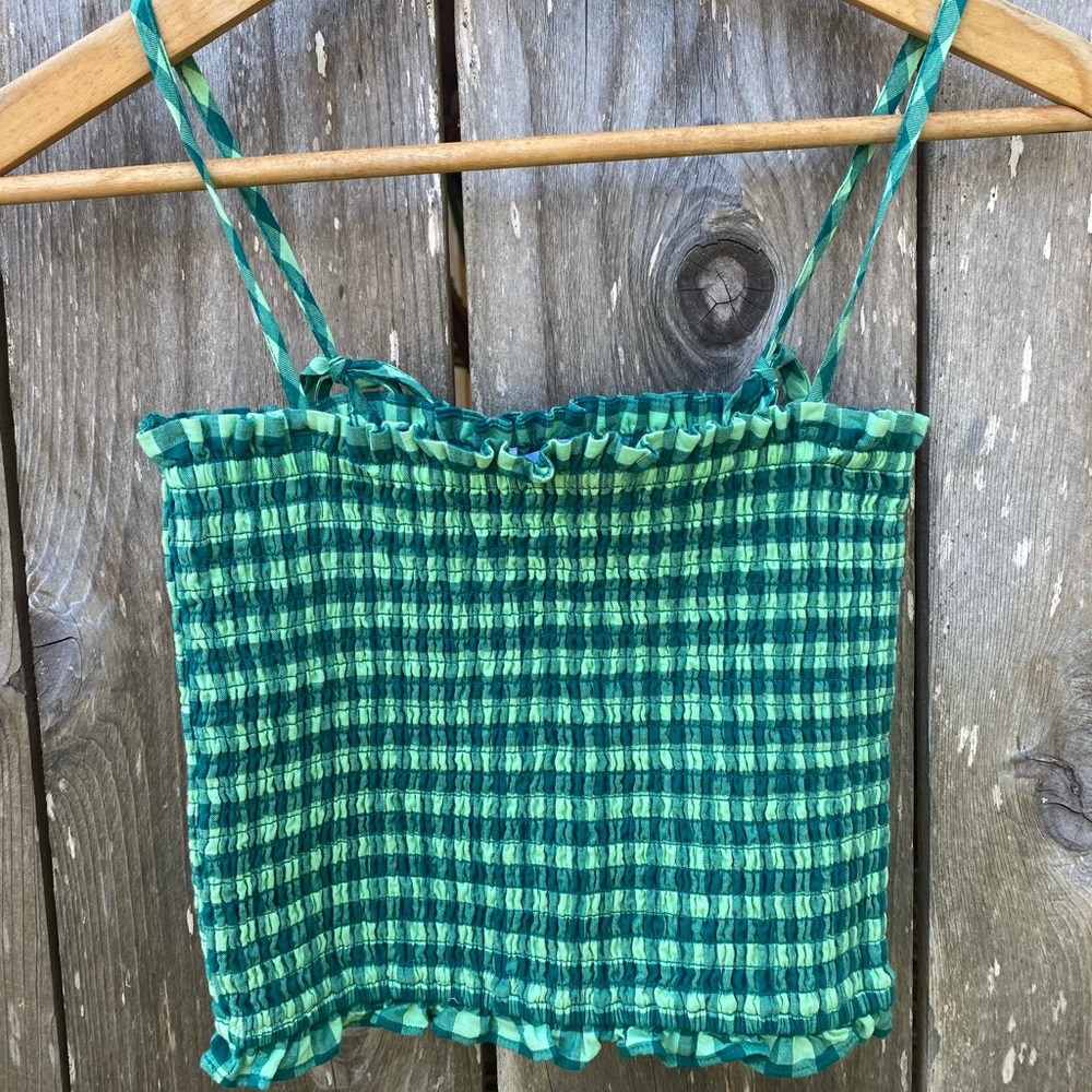 Ghanda Green Shirred Crop Top